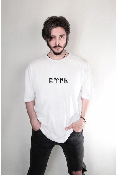 Darkia Turcă Bozkurt Design Special Printed Alb Oversize Tricou unisex