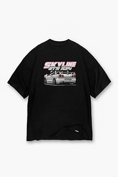 heshe wear Skyline Oversize Unisex SiyahTişört