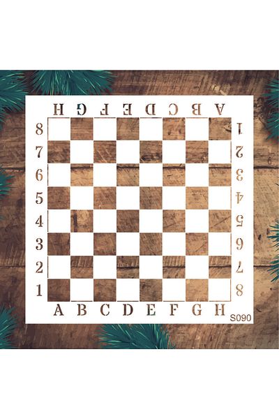 STENCİLTASARIM S090 Chess Wall Wooden Glass Painting Pattern