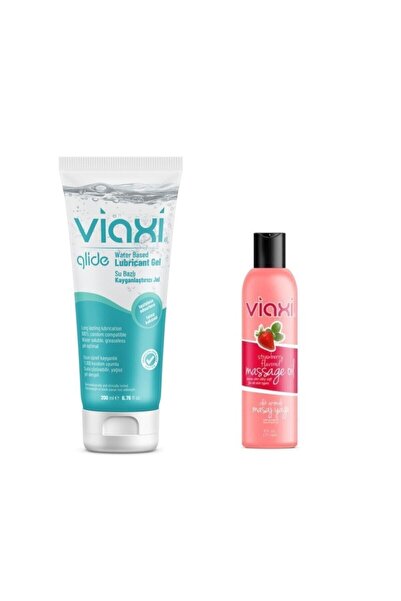 Viaxi Glide Lubricant Gel Naturel 200 ml Masaj Yağı Çilek Aromalı 177 ml