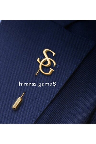 HİRANAZ GÜMÜŞ İç içe harfli yaka iğnesi
