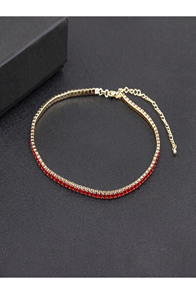 muptejewelry Mupten Kırmızı Renk Zirkon Taşlı Su Yolu Kolye