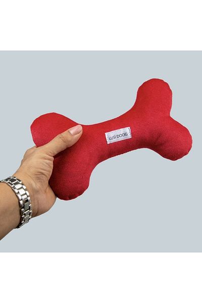 Lusi Doog لعبة الكلب القطيفة على شكل عظمة (ألياف عضوية 100%)