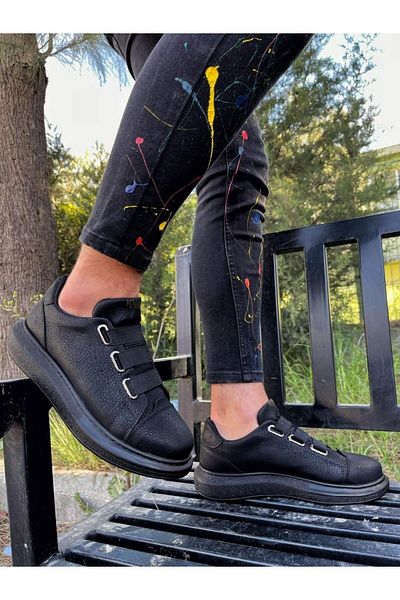 Joy Man J889 Pantofi sport pentru bărbați, fără șireturi, elastice, cu 3 benzi, talpă ortopedică, ST Negru