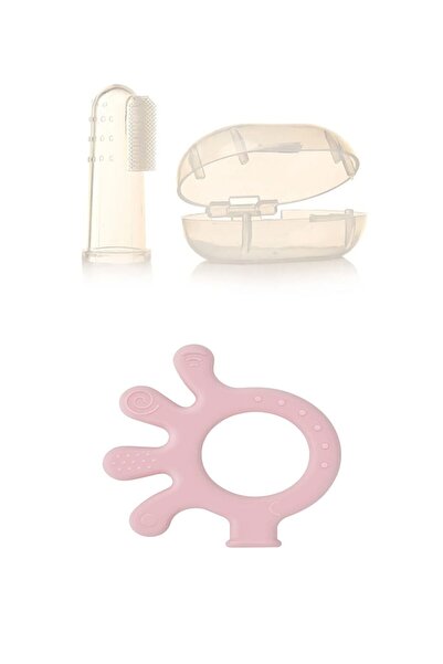 Babyjem عضاضة أخطبوط وردي + فرشاة أسنان للأطفال - مع صندوق تخزين