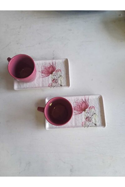 Keramika 4 Pieces Coffee Cup for 2 People Pink