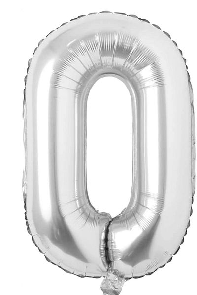 SURPRISE PARTY STORE 0 Number Balloon Silver Gray Color Foil Balloon 100 cm 40 inch
