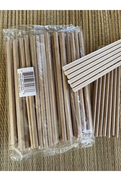 MY ZEY 8mm*200mm (Paper Straw) Brown Kraft Paper Straw 100pcs