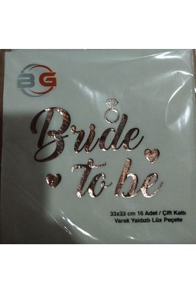 DÜVENCİ TİCARET Napkin Pink Bride To Be Rose Gold 16-pack