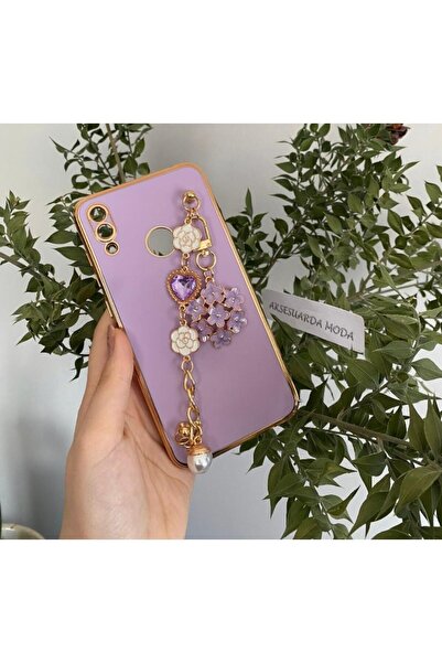 Aksesuarda Moda حافظة هواوي Y7 2019 المتوافقة مع الزهور والأحجار واللؤلؤ والليزر