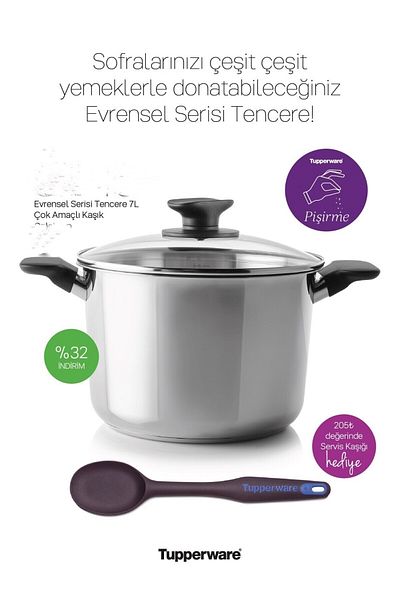 Tupperware Steel Pot 7.5 LT AND SERVICE SPOON
