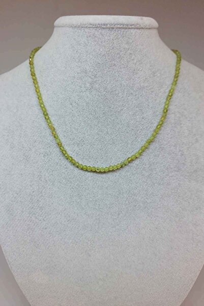 Yasamtohumu Peridot (ZEBERCET) Taşı 3mm Kolye (SABİT KLİPSLİ)