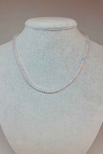 Yasamtohumu Morganit Taşı Rondela Faset Kesim 4*3mm Kolye (SABİT KLİPSLİ)