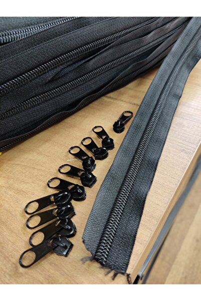 MarginTex Siyah T5 Şerit Fermuar - Metrelik Fermuar 10 Metre 10 Başlık