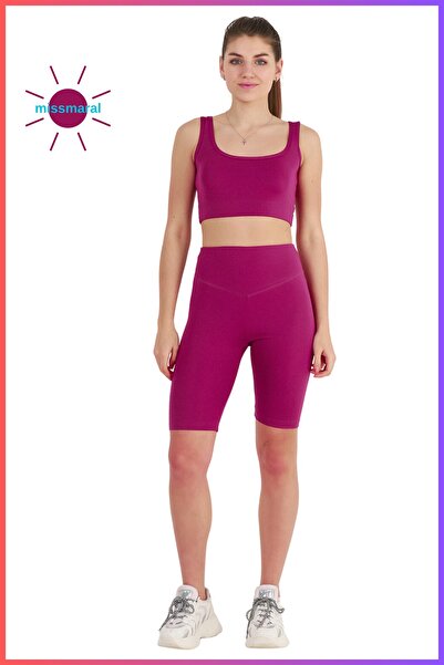 missmaral Women's Short Leggings Seasonal Sports Shorts Plum Recovery High Waist Comfortable and Stylish 1070