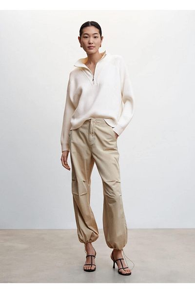 MANGO Woman High Collar Zippered Sweater
