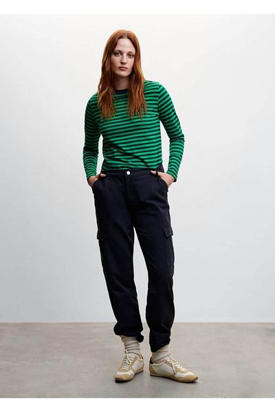 MANGO Woman Tricou cu dungi 100% bumbac