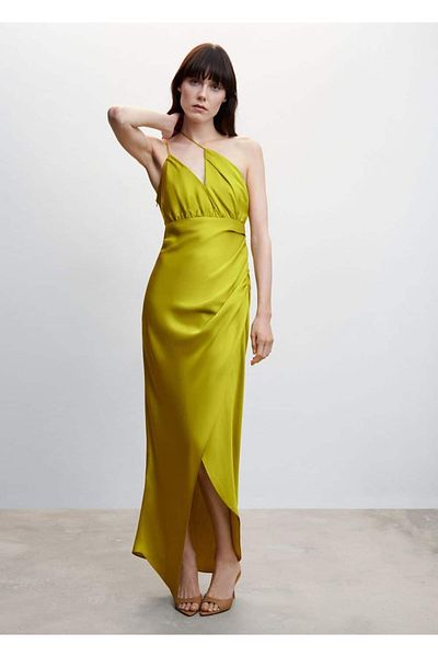 MANGO Woman Ασύμμετρο Σατέν Φόρεμα