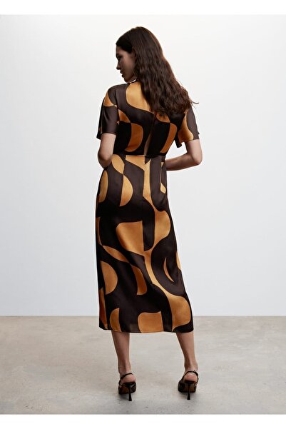 MANGO Woman Desenli Saten Elbise