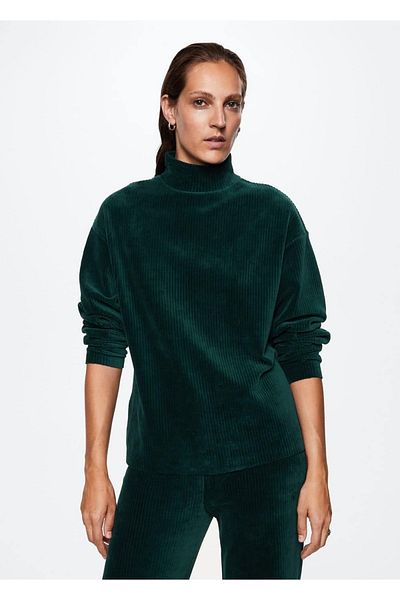 MANGO Woman Sweatshirt aus Cord mit Perkins-Kragen