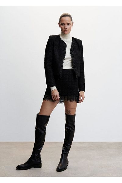 MANGO Woman Beaded Tweed Jacket