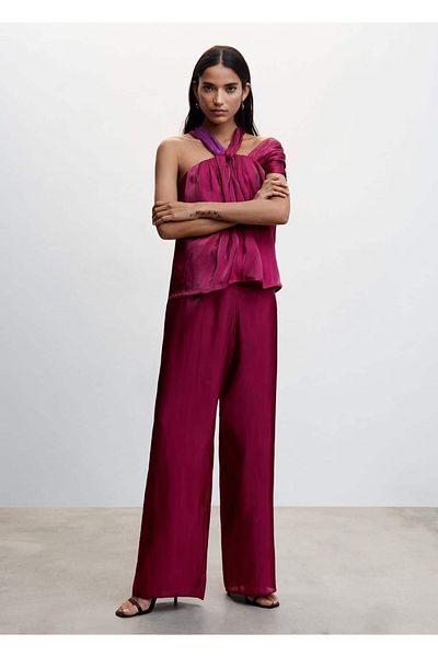 MANGO Woman Pantaloni Palazzo din satin