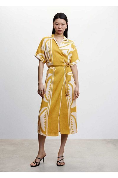 MANGO Woman Wzorzysta sukienka koszulowa