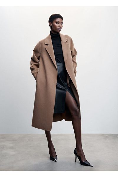 MANGO Woman Leather Look Pencil Skirt