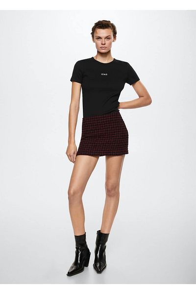 MANGO Woman Message Ribbed T-Shirt