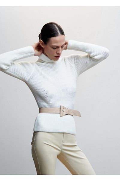 MANGO Woman Pasek z geometryczną klamrą