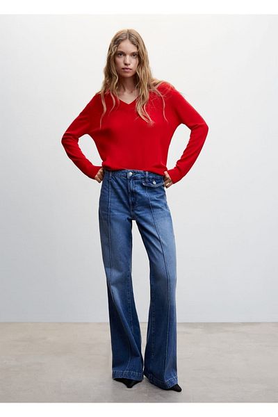 MANGO Woman 100% Wool V-Neck Sweater