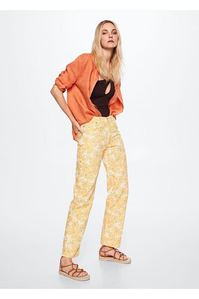 MANGO Woman Blugi cu croială dreaptă cu model