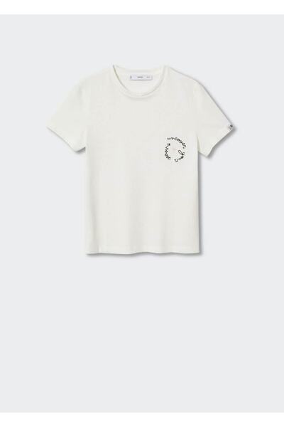 MANGO Woman Message Embroidered Solidarity T-Shirt