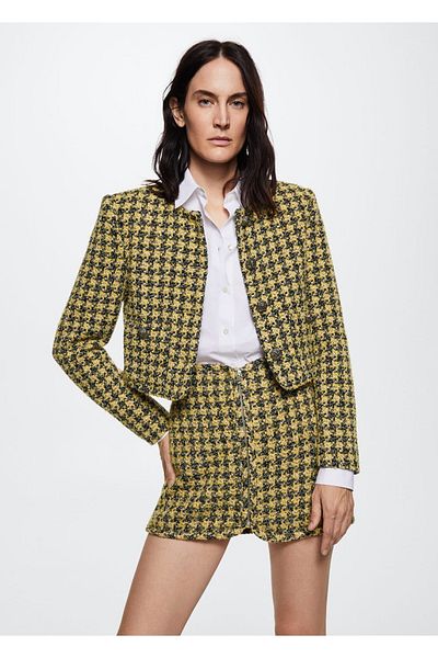 MANGO Woman Fustă din tweed cu fermoar
