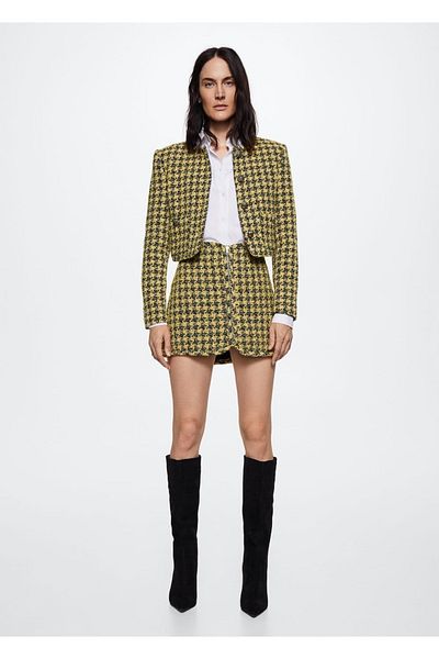 MANGO Woman Fustă din tweed cu fermoar