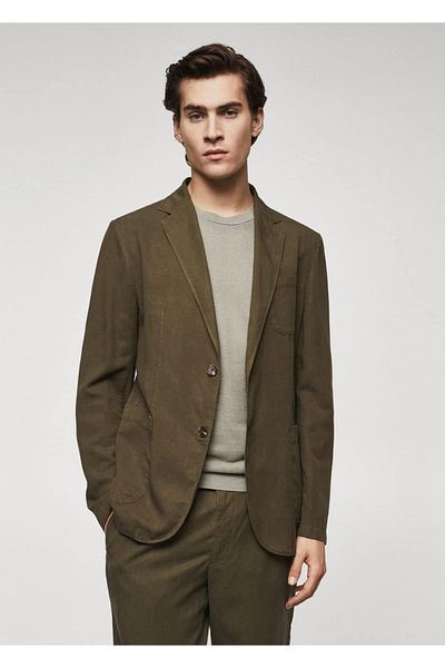 MANGO Man Μπουφάν Blazer από λινό, βαμβακερό και λεπτή εφαρμογή