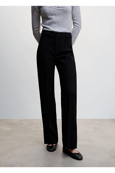 MANGO Woman Straight Cut Trousers with Slit Detail