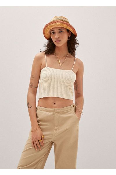 MANGO Woman Knitwear Cropped Blouse
