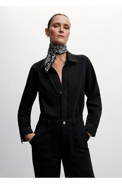 MANGO Woman Long Denim Jumpsuit