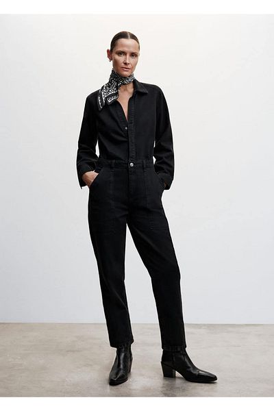 MANGO Woman Long Denim Jumpsuit