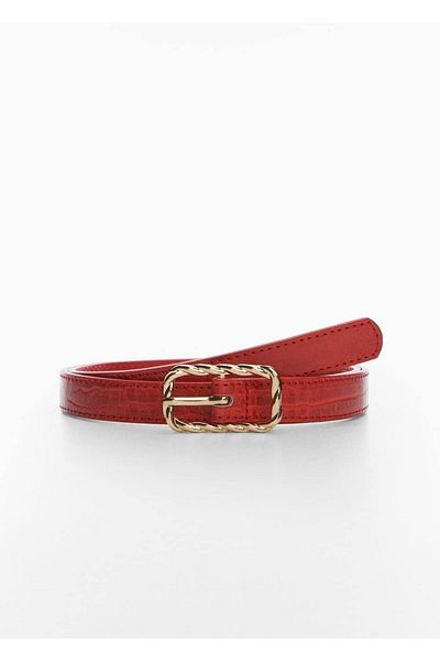 MANGO Woman Embossed Buckle Belt