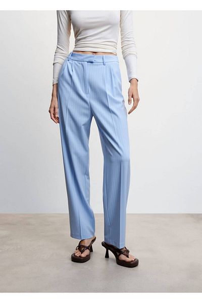 MANGO Woman Pantaloni cu dungi de cretă cu tăietură dreaptă
