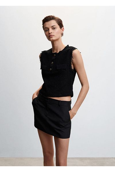 MANGO Woman Knitted Sweater with Buttoned Collar