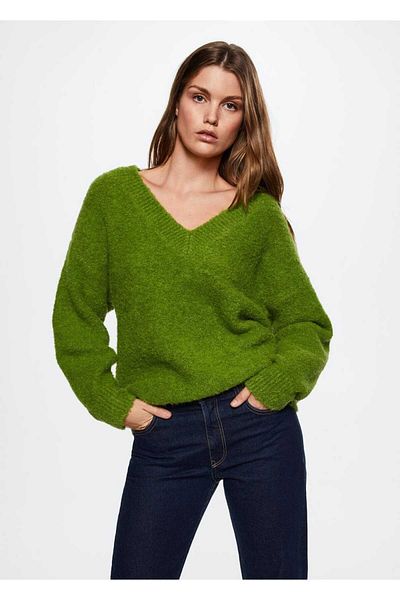MANGO Woman V-Neck Knitwear Sweater Design