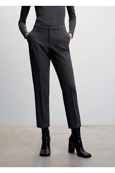 MANGO Woman Straight Cut Fabric Trousers