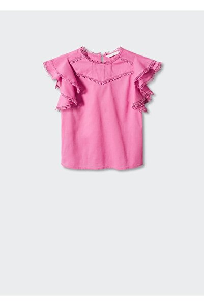 MANGO Woman Fırfırlı işlemeli gömlek