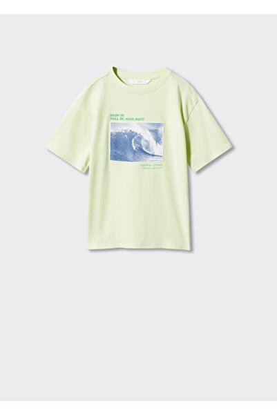 MANGO Kids Βαμβακερό μπλουζάκι με σχέδιο σκάφος