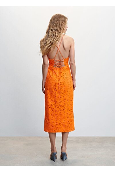 MANGO Woman Yırtmaçlı Ajur Örgü Elbise