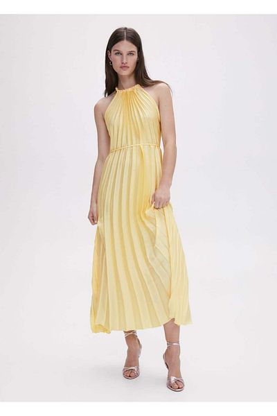 MANGO Woman Rochie plisată cu Halterneck