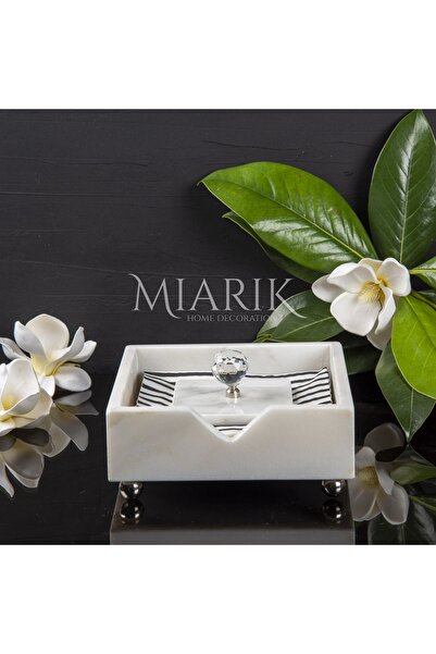 MIARIK DESIGN & DEKORASYON Beyaz Mermer Kare Peçetelik